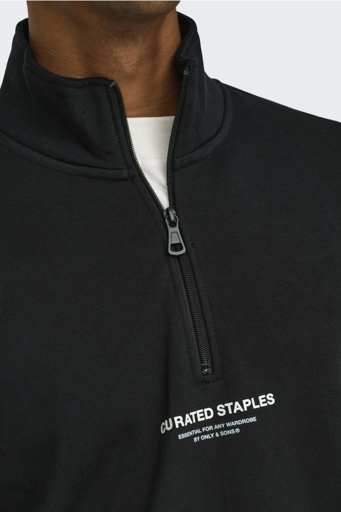 ONSCURATED REG HALF ZIP SWEAT 22030922 Black